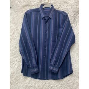 Tommy Bahama, Men's Blue Striped L/S Cotton/Poly, Size S